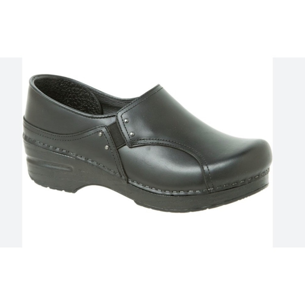 Dansko Phoebe Black Leather Professional Clogs Nursing Work Shoes Womens 39 /8.5